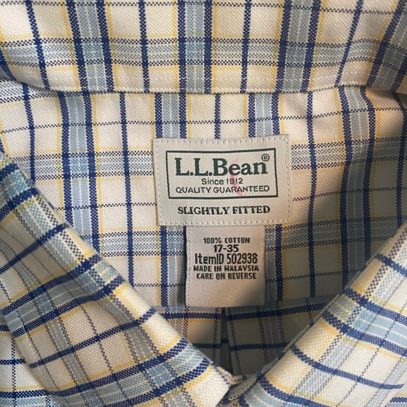 L.L.Bean Mens Plaid Button Down Shirt Long Sleeve Slightly Fitted 17-35‎ - Picture 2 of 8